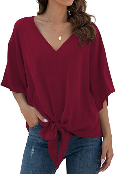 OEM Women's loose blouse, Red chiffon, S