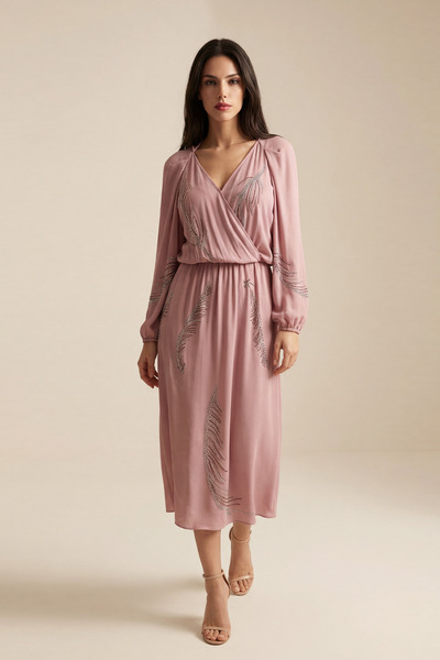 Setre Φόρεμα με γιακά σε στυλ πούδρας και πέτρινη λεπτομέρεια, με κορδόνι στη...