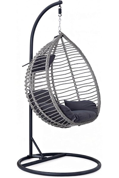 Afifa Furniture كرسي أرجوحة – كرسي معلق مع وسائد وإطار حديدي، للاستخدام الداخ...