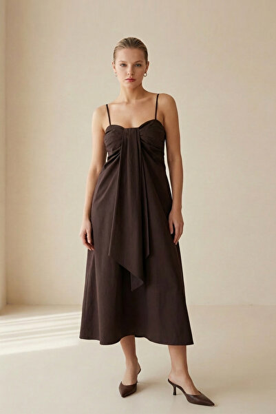 Setre Bitter Brown Collar Detailed Relaxed Fit Dress