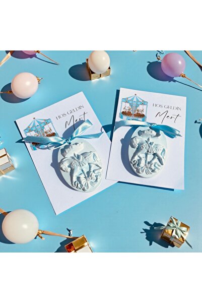 NUNU EVENT 10 Adet Mavi Oval Atlı Karınca Taş Tozu Magnet Kişiye Özel Hediyel...