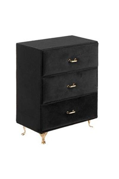 victiny Jewelry Box - Nightstand with Drawers Black Velvet 15 x 8 x 20 cm
