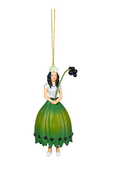 DecoDepot Figurina cu agatatoare Flower Girl Ligustrum negru, 12 cm