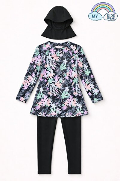My Kids Wear طقم ملابس سباحة إسلامية للبنات 3 قطع (توب + ليجنز + قبعة) 12567