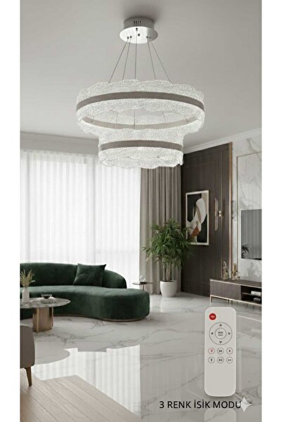 CanAydınlatma Can Aydınlatma Gri Yaprak Model 3 Renk LED Kumandalı 40X60 Mode...