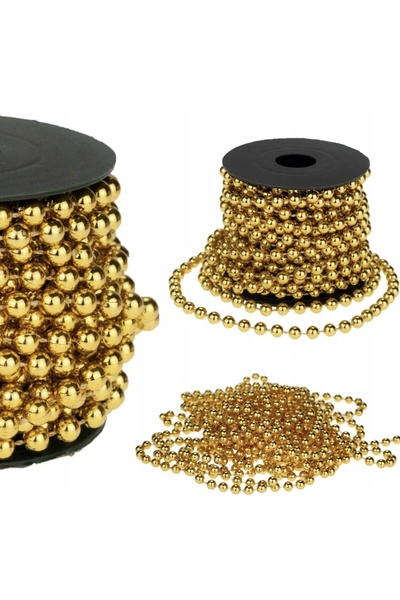 Other Gold Beaded Christmas Garland 5m - Festive Decor