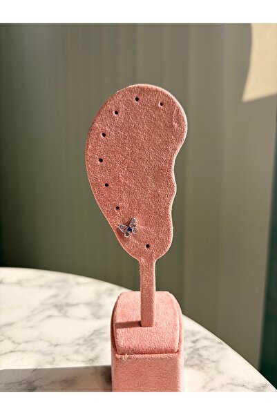 nurjewelry Mavi Taşlı Kelebek Tragus Piercing – Mini Zirkon Taşlı Çelik Küpe