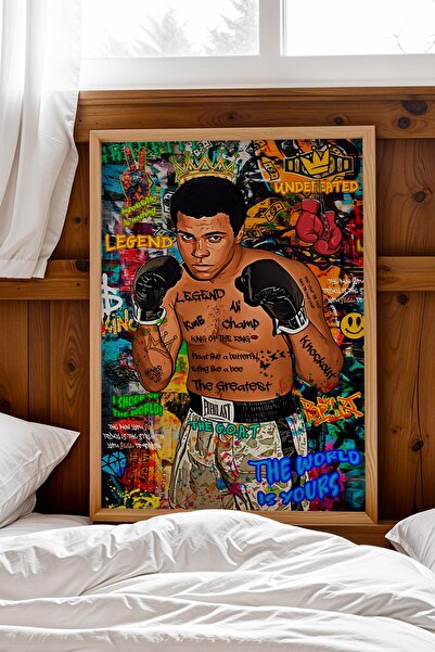 Saturn Muhammad Ali Framed Painting Never Give up Graffiti Gym Fitness Decor ...