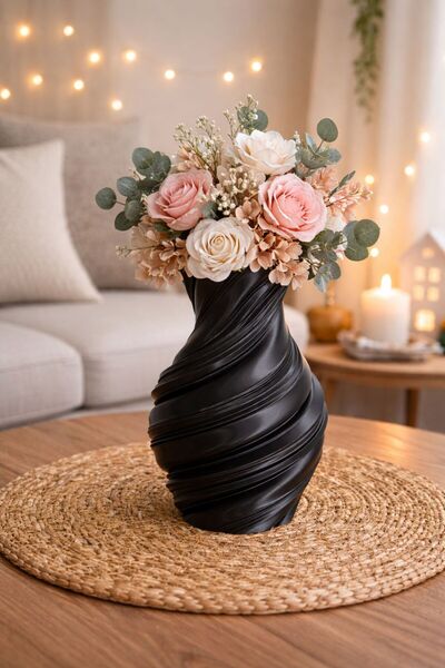 micreative3d Dekoratif Spiral Vazo – 3D Baskı, Modern & Zarif Tasarım