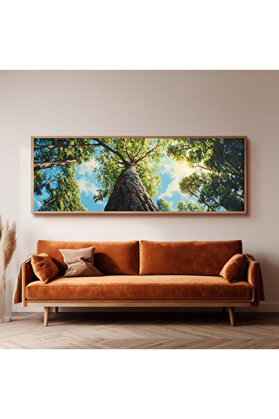 Dekorsiahome Ahşap Çerçeveli Panoramik Oturma Odası Salon Tablosu UZ0208