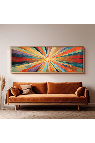 Dekorsiahome Ahşap Çerçeveli Panoramik Oturma Odası Salon Tablosu UZ0245