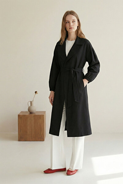 FERHEL Women's Double-Breasted Elastic Cuffed Belted Lined Seasonal Trench Co...