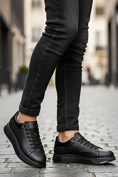 Cap1 Ανδρικό κλασικό sneaker Cap 2044 σε μαύρο χρώμα