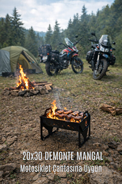 enerjivar Katlanır Mangal 20x30 cm Motorcular İçin Taşınabilir Mangal
