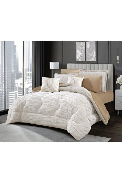 FIONNA.RO RABBIT Faux Fur 2-Sided Duvet Set - Cocoa Beige With Milk