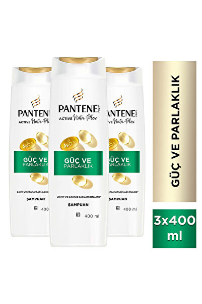 Pantene Pro-V Güç & Parlaklık Şampuan 400ml Zayıf ve Mat Saçlar için x 3 Adet