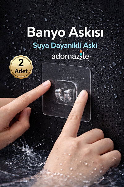adornazzle 2 Adet Banyo Askısı, Mutfak Şeffaf Yapışkanlı Askı, Suya Dayanıklı...