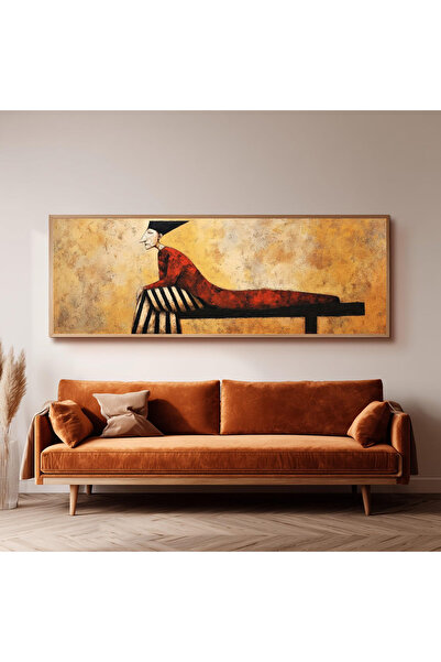 Dekorsiahome Ahşap Çerçeveli Panoramik Oturma Odası Salon Tablosu UZ0344