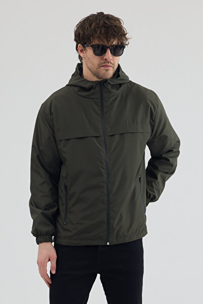 Tonny Black Men's Khaki Wind and Water Resistant Comfortable Fit Raincoat