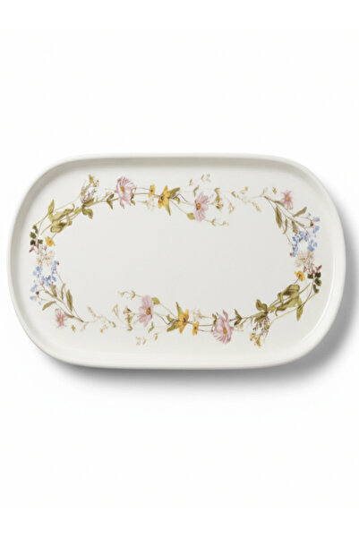 Floral Luhpar Oval Ceramic Serving Plate – 25 × 11.5 cm