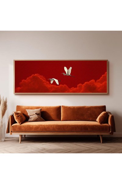 Dekorsiahome Ahşap Çerçeveli Panoramik Oturma Odası Salon Tablosu UZ0288