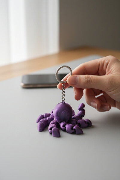 Pazarois Octopus Figured Movable Keychain Purple
