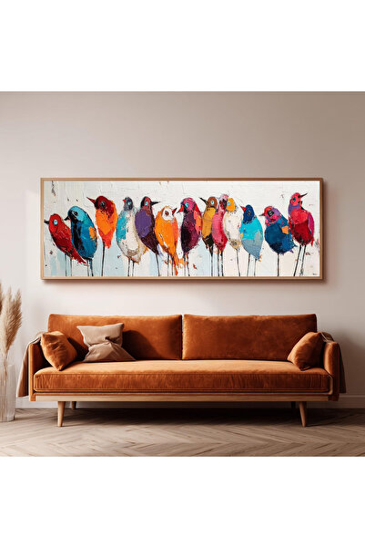 Dekorsiahome Ahşap Çerçeveli Panoramik Oturma Odası Salon Tablosu UZ0321