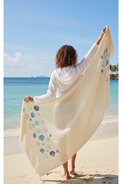 tarzQeen peştemal %100 BAMBU DENİZ KABUĞU 90 X 180 PEŞTEMAL MÜSLİN