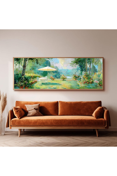 Dekorsiahome Ahşap Çerçeveli Panoramik Oturma Odası Salon Tablosu UZ0295