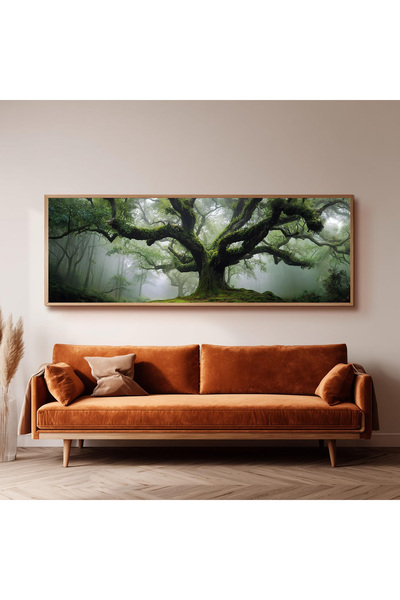 Dekorsiahome Ahşap Çerçeveli Panoramik Oturma Odası Salon Tablosu UZ0270
