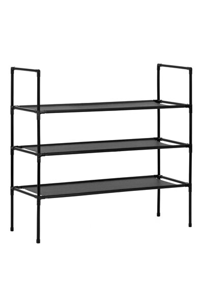 SERSIMO Shoe rack with 3 shelves, metal structure and textile shelves, 72x28x...