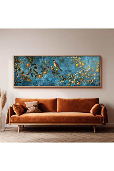 Dekorsiahome Ahşap Çerçeveli Panoramik Oturma Odası Salon Tablosu UZ0227