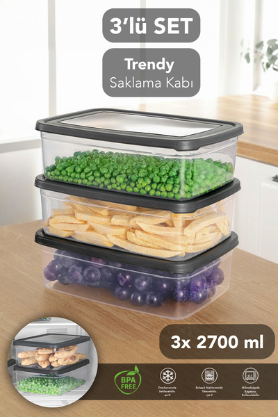 Meleni Home 3 Pieces Rectangular Food Storage Container - Microwave Safe Orga...
