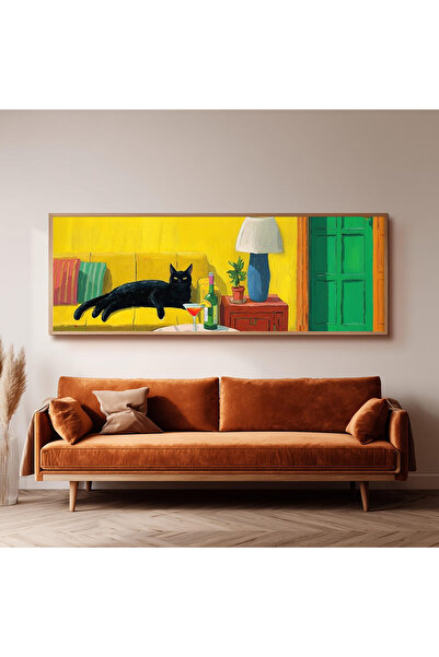 Dekorsiahome Ahşap Çerçeveli Panoramik Oturma Odası Salon Tablosu UZ0257