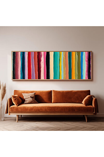 Dekorsiahome Ahşap Çerçeveli Panoramik Oturma Odası Salon Tablosu UZ0259
