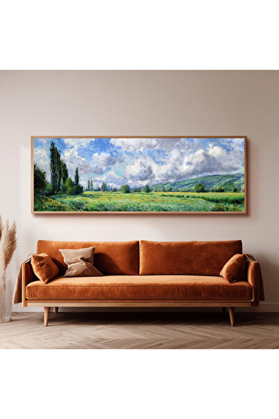 Dekorsiahome Ahşap Çerçeveli Panoramik Oturma Odası Salon Tablosu UZ0218