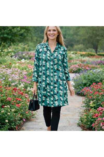 MODA Battal Tunic, Viscose Tunic, Patterned Viscose Tunic