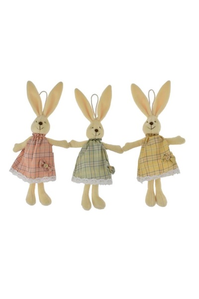 DecoDepot Figurina textil iepuras, cu agatatoare, 22 cm