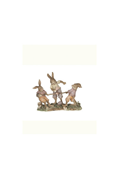 DecoDepot Figurina iepurasi la joaca, 20x7x15 cm