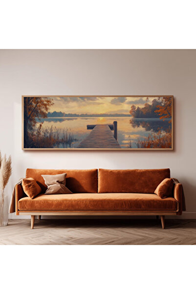 Dekorsiahome Ahşap Çerçeveli Panoramik Oturma Odası Salon Tablosu UZ0202