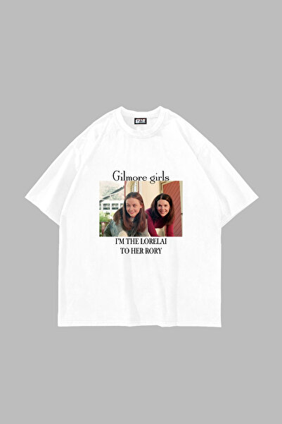 Sekizbiraltı Gilmore Girls Printed Oversize Unisex White Tshirt