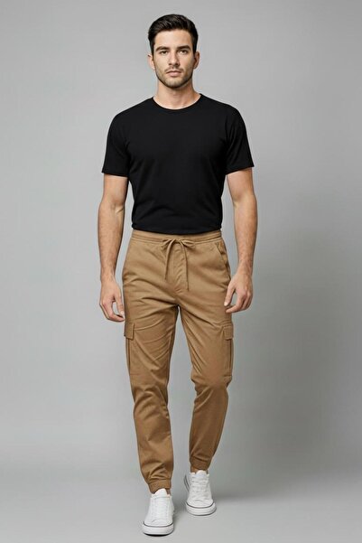LİKRA Pantaloni cargo jogger pentru bărbați, cu talie elastică, cu șireturi, ...