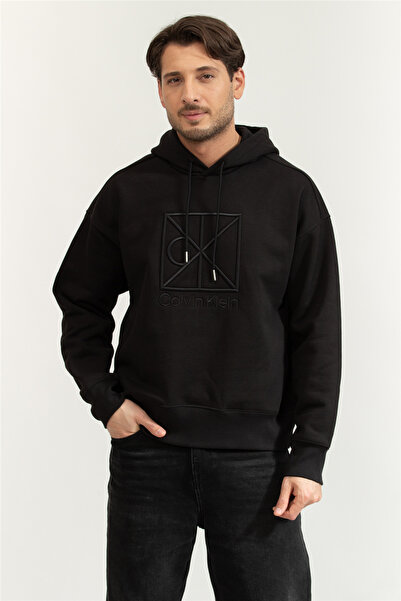 Calvin Klein Men's Polo Collar Long Sleeve Casual Black Sweatshirt