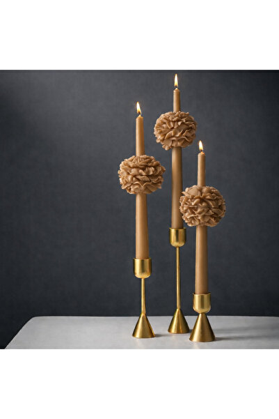 Candle Vanilya Kokulu Şamdan Mum3 Adet Şakayıklı Şamdan Mumu (Şamdanlar Hariç)