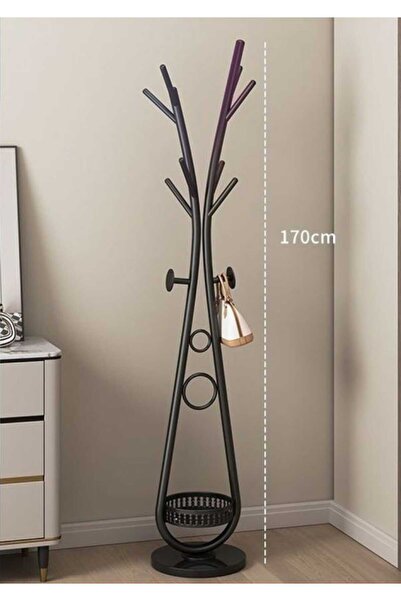 TRENDESK Siyah Elbise Askılığı Raflı Design Konfeksiyon Askısı Ayaklı Askılık...