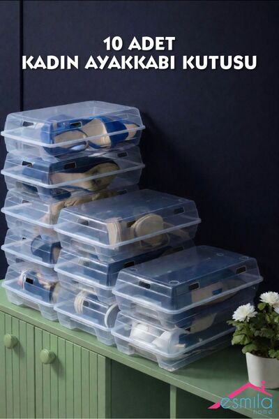 draiys 10 ADET KADIN AYAKKABI KUTUSU ŞEFFAF AYAKKABI DÜZENLEYİCİ ORGANİZER HA...