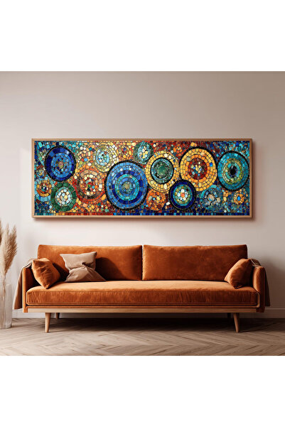 Dekorsiahome Ahşap Çerçeveli Panoramik Oturma Odası Salon Tablosu UZ0296
