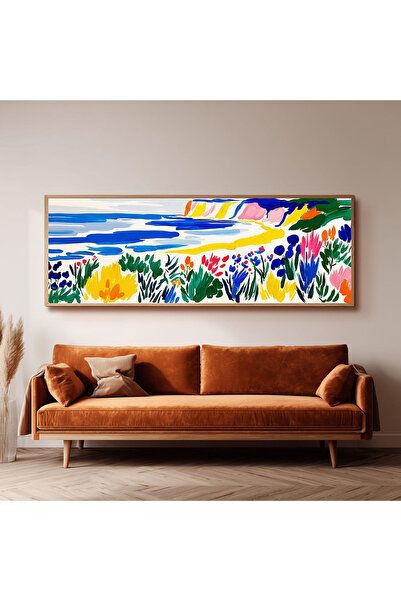 Dekorsiahome Ahşap Çerçeveli Panoramik Oturma Odası Salon Tablosu UZ0287
