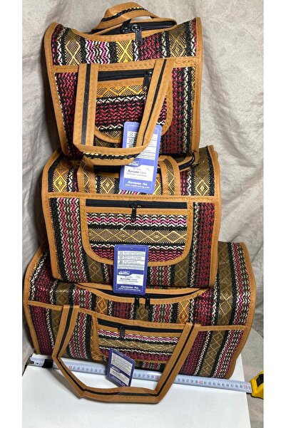 KARİZMA POLO YÖRESEL KUTNU KUMAŞ EL ÇANTA 3'LÜ SET