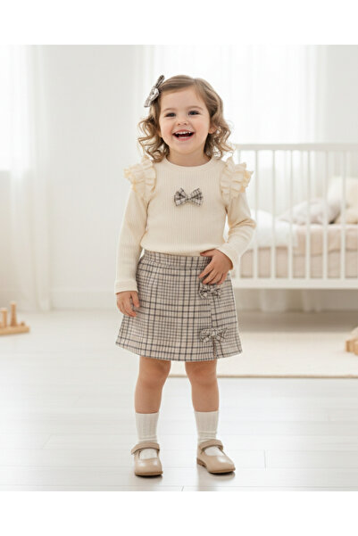 My Lusa baby wear Детски комплект от две части: блуза с набори и панделка в к...